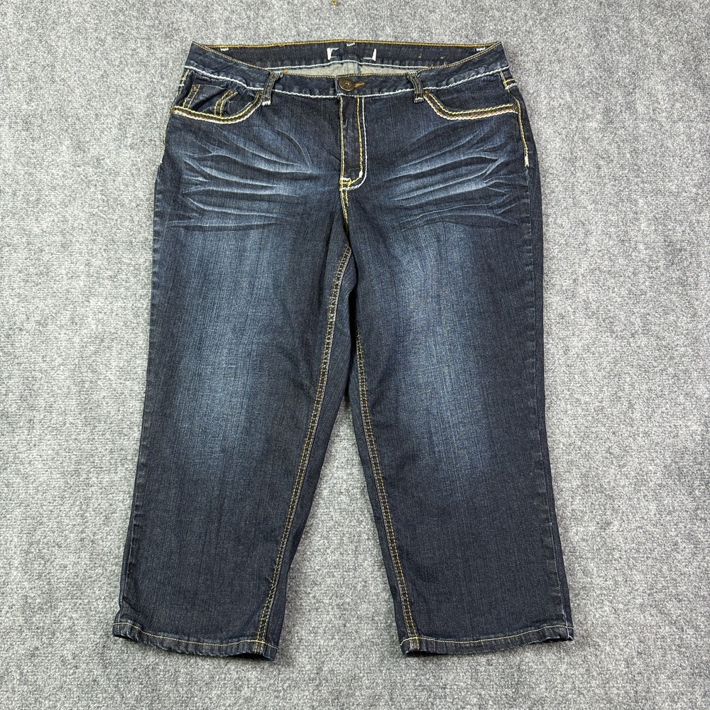 Zanadi Womens Jeans Size 18 Waist Capri Cropped Dark Wash Flap Pocket Y2K Denim